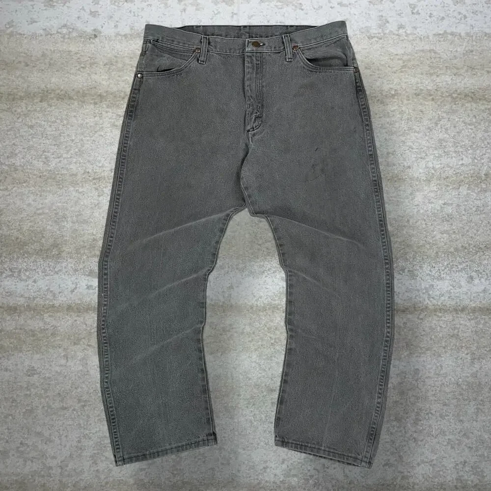 Vintage Y2K Wrangler Jeans 36x28 Relaxed Fit Faded Brown Wash Denim